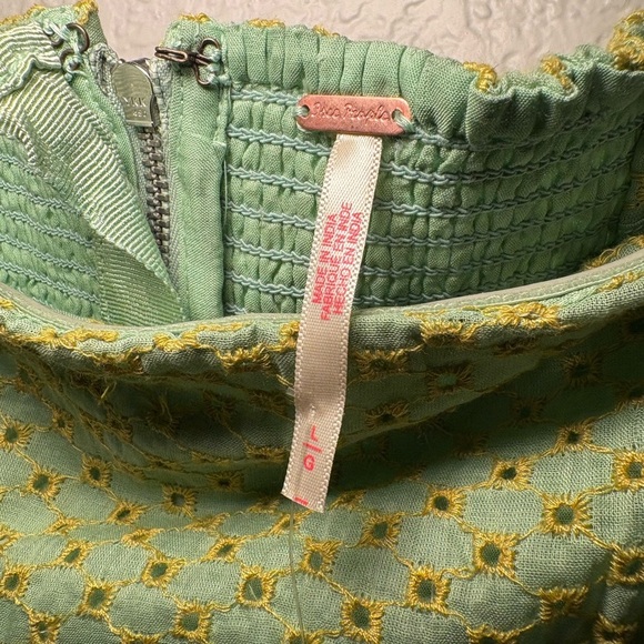 Free People Womens Berry Kiss Off-The-Shoulder Pocket Mini Dress Sweet Green NWT - Picture 3 of 8